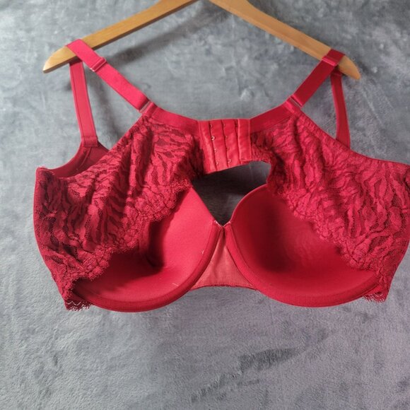 Torrid Womens 44DD Red‎ Push Up Underwire Bra Lace Trim Full Coverage Plus Size - Picture 8 of 9